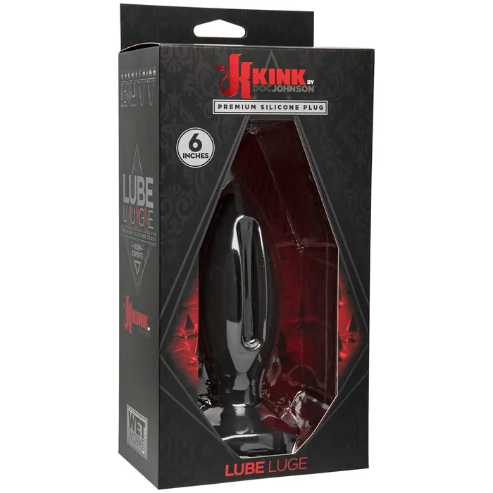 Kink Kink by Doc Johnson - Lube Luge - Premium Siliconen Plug met Gat voor Glijmiddel - 15 cm - Zwart | Anal