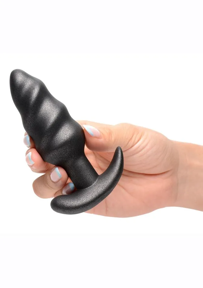 Male Sex Toys BANG Bang 25x Rechargeable Silicone Swirl Anal Plug with Remote Control
