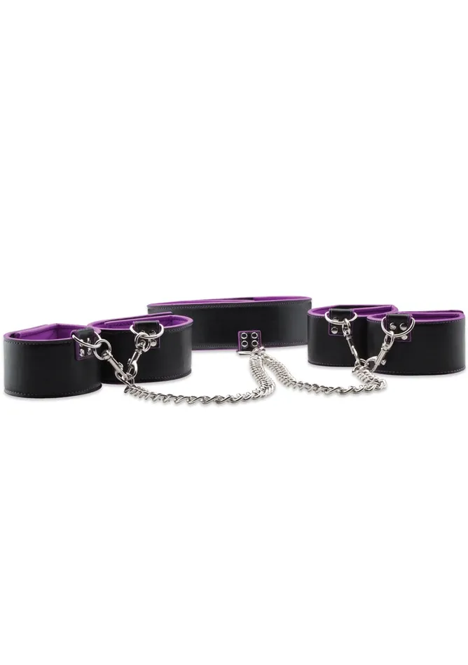 Reversible Collar Wrist Ankle Cuffs Purple Shots Ouch Vibrators