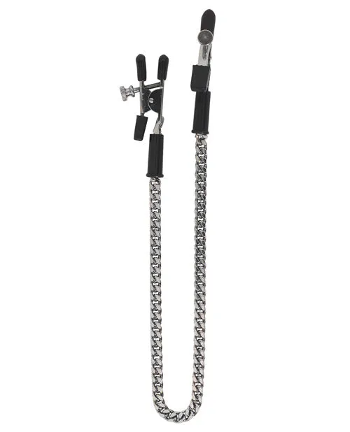 Spartacus Female Sex Toys Spartacus Adjustable Alligator Nipple Clamps wSilver Chain