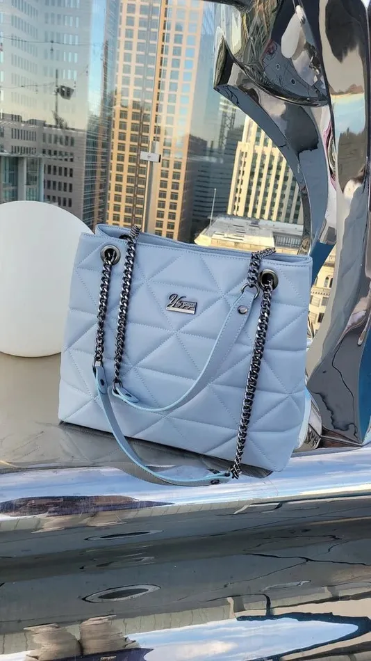 YbY Baby Blue Quilted Tote Bag Lilac Missy Vibrators