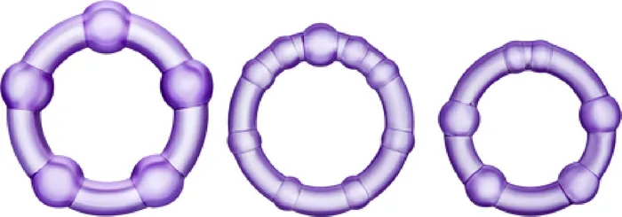 Blush Novelties Stay Hard Beaded Cock ball Rings Extra Pleasure Lasting Power Purple Male Sex Toys