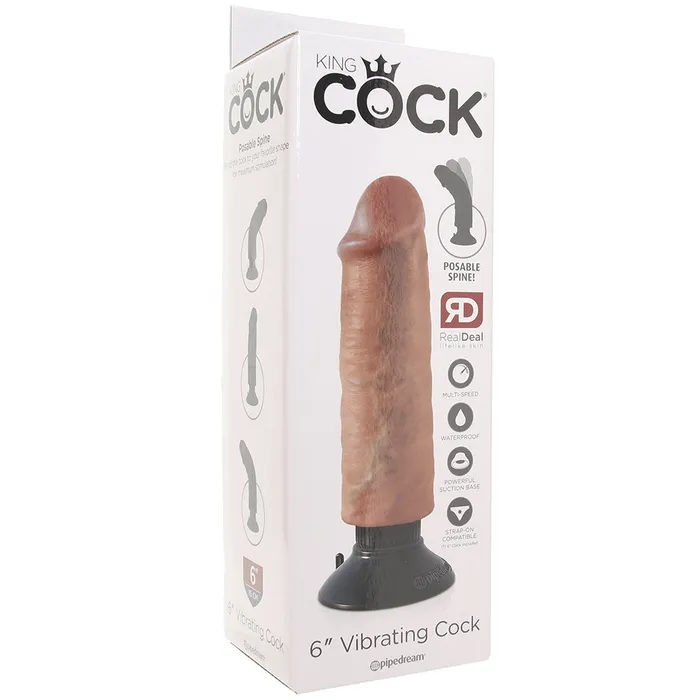 Dildos Pipedream King Cock 6 Inch Vibrating Suction Dildo in Tan