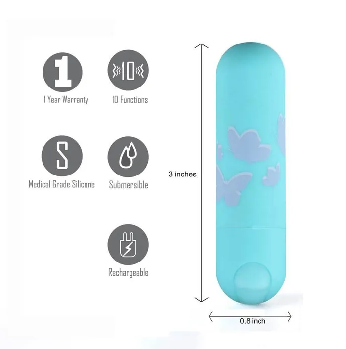 Maia Toys Julia Jessie Butterfly Pattern Rechargeable Mini Bullet Vibrator Female Sex Toys