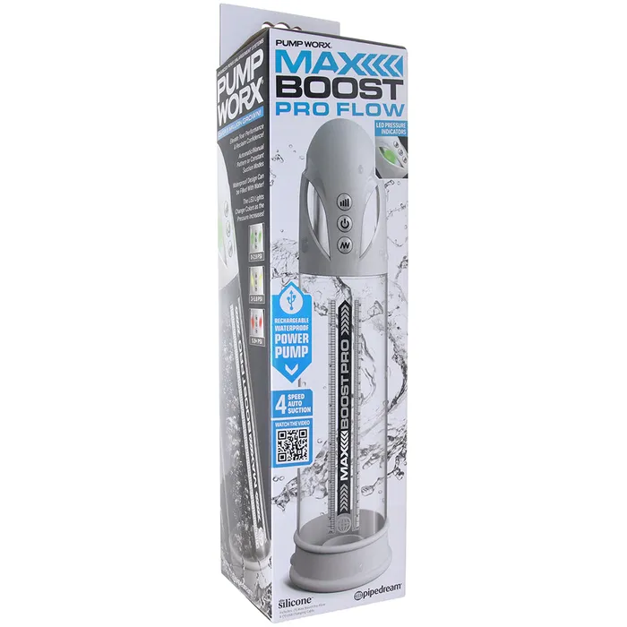 Pipedream Pump Worx Max Boost Pro Flow Penis Pump in White Male Sex Toys