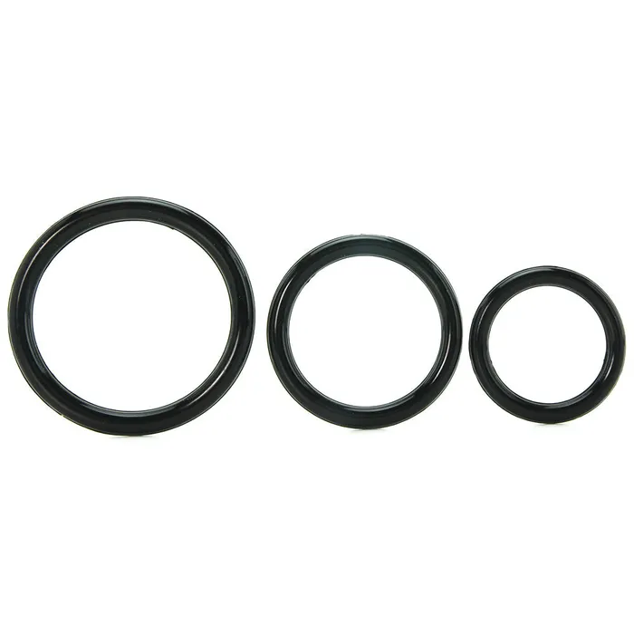 Silicone 3 Ring Stamina Cock Ring Set in Black Pipedream Male Sex Toys