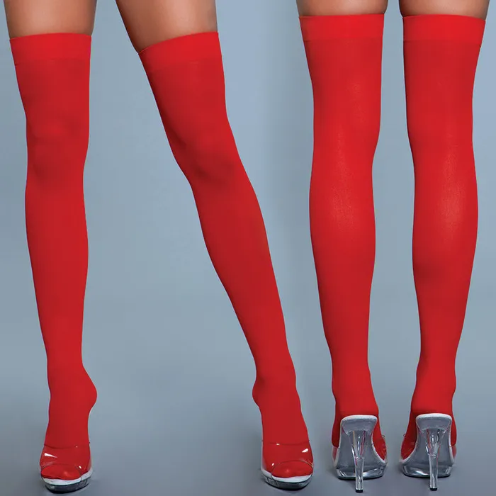 Vibrators BeWicked Opaque Nylon Thigh HighsRed OSBoxed BeWicked