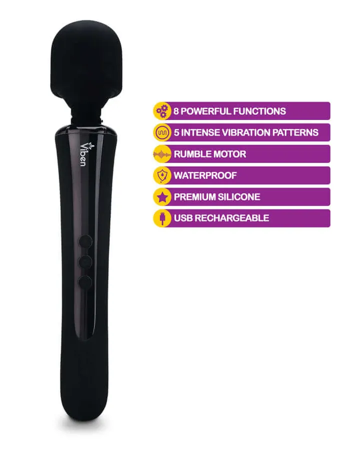 Vibrators Viben Viben Obsession Intense Wand Massager Ultimate Pleasure in Elegant Black