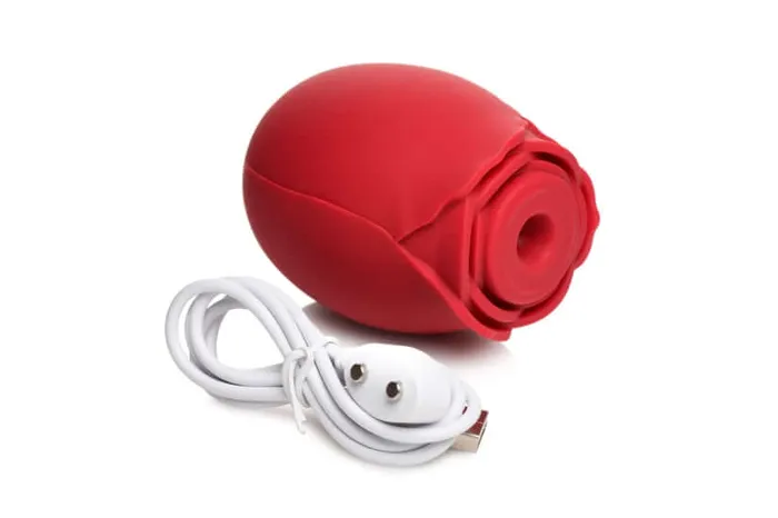 XR Brands Bloomgasm Mystic Rose Sucking and Vibrating Silicone Clit Stimulator Premium Waterproof Vibrator Female Sex Toys