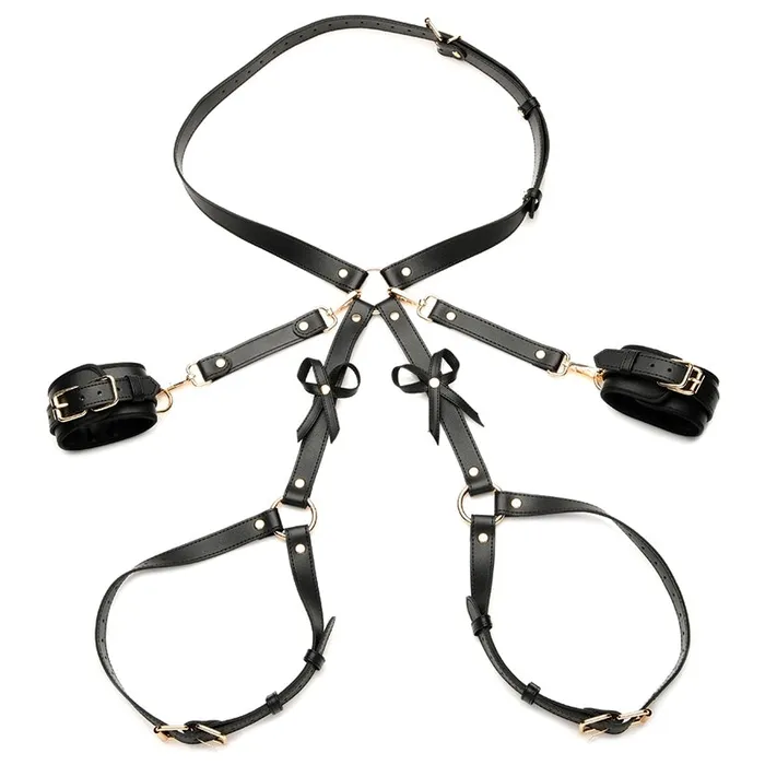 XR Brands Couples Strict Bondage Harness with BowsBlack ML